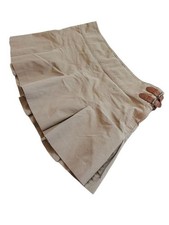 Vintage Ralph Lauren Women's Beige Cotton Skirt with Leather and Brass Buckle
