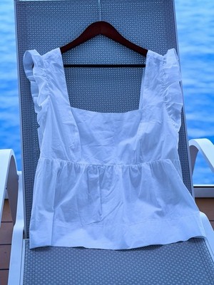 Lilly Pulitzer White Ruffle Strap Peplum Preppy Brunch Coastal Vacation Resort