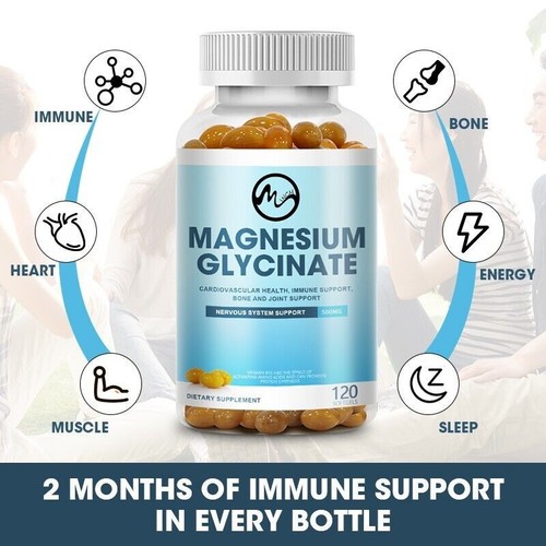 Magnesium Glycinate 500mg 120-600 Capsules for Calm, Stress, Sleep, Leg Cramp, - Picture 5 of 12
