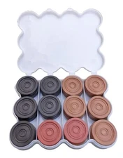 Carrom Board Coins with Box in Matte Finish Wooden look Thickness of a Coin 8mm