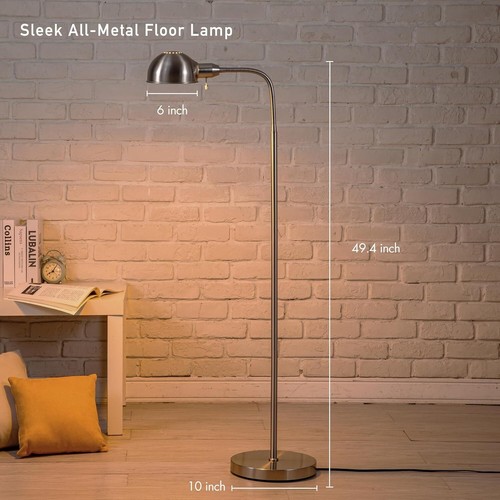 Contemporary Gooseneck Floor Lamp - Adjustable Metal Design with Rotatable Shade - Picture 5 of 9