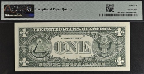 1969 $1 FRN - PMG 66EPQ - Dual Autographs Elston & Kennedy - Rare Collectors Gem - Picture 3 of 3