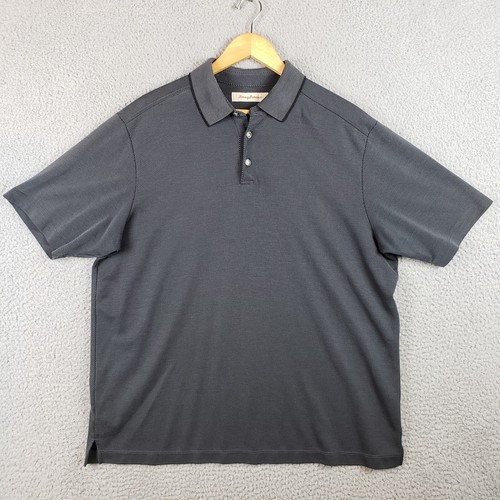 Tommy Bahama Men's Polo Shirt Gray Modal Polyester Blend Short Sleeve Size L