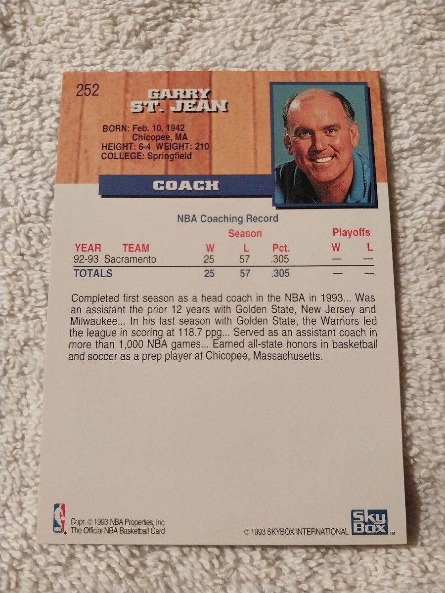 1992, Garry St. Jean, Sacramento Kings, Signed, Autographed, Skybox Basketball Card, Card # 261, 1992, Garry St. Jean, Sacramento Kings, Signed, Autographed, Skybox Basketball Card, Card # 261,