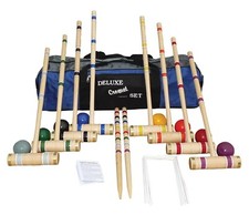 8-Player Croquet Set with 24" Handles in Carrying Bag - Amish Made