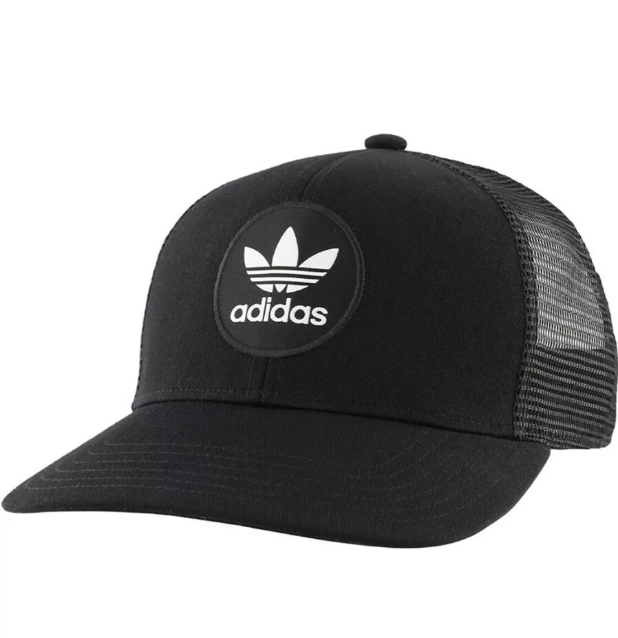 Adidas Originals Unisex Circle Logo Mesh Snapback Trucker Cap/Hat In  Black/White