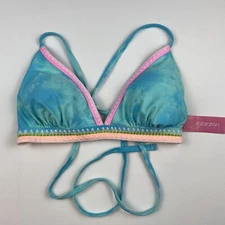 New Women’s Xhilaration Blue Tie Dye Triangle Bikini Swimsuit Top Size D DD