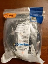 Cable Matters 2-Pk  3 Outlet Flat Indoor Extension Cord with Cover Black 10'