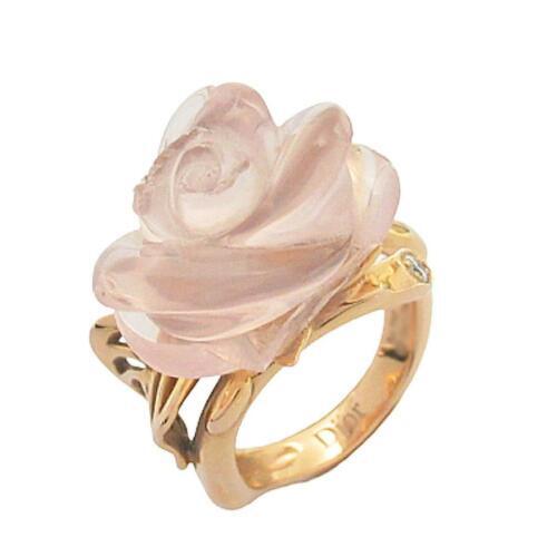 Christian Dior Rhinestone Ring Pink X Gold Used