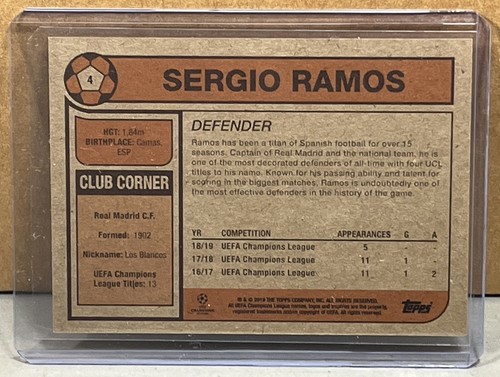 2019 TOPPS LIVING #4 SERGIO RAMOS REAL MADRID CF UEFA Champions League UCL - Picture 2 of 2