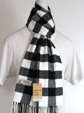 NEW Pashmina USA Corp Men Unisex Scarf Plaid Black White Warm Soft Trendy