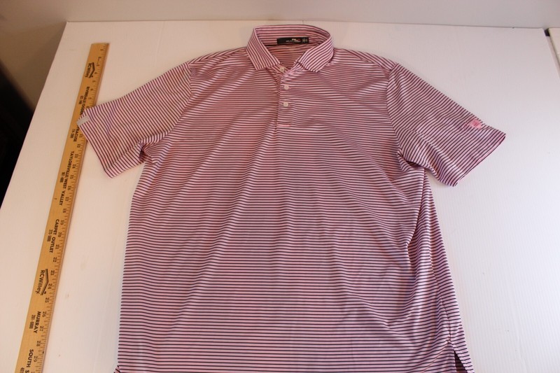 Polo Ralph Lauren RLX Pink BLack Stripe Performance Polo Men's X-Large XL Logo
