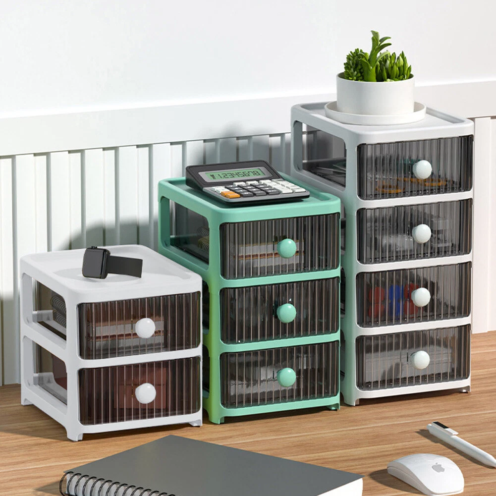 2 3 4Tier Mini Plastic Chest of Drawers Desktop Cabinet Storage Unit Home Office