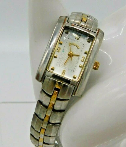 Callaway Golf CY203 Rectangle Case White Dial Two Tone Fold Over Clasp Watch