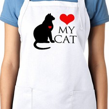 Love Cat Heart Apron Kitchen Chef Cooking Baking Gardening Gift love my cat