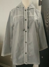 Forever Audrey Womans Black & White Rain Coat Size Small