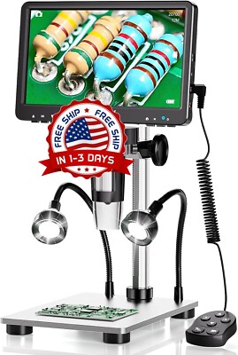 7'' LCD Microscopio Digital Con Tarjeta Tf De Magnificacion 1200X 1080P NUEVO US
