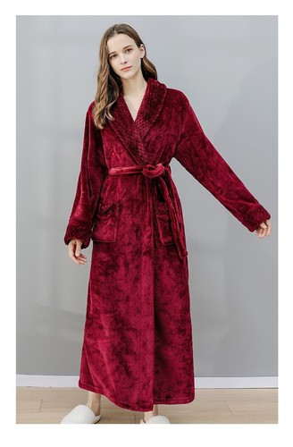 Warm Velvet Thicker Sleep Bath Robe Women Men Dressing Gown Hotel Bathrobe Towel - Picture 11 of 33
