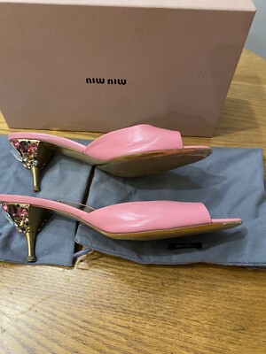 Miu Miu Vero Cuoio Jeweled Heels Made in Italy Worn Once Size 38.5