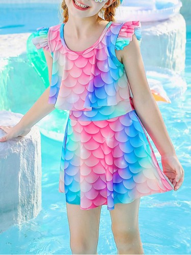 Kids Girls Dress Bathing Suit Swimsuit Holiday Beachwear Vacation Briefs Youth - Picture 21 of 82