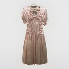 Vintage Gunne Sax Pink Satin Gown 1980s Prom Dress Jessica McClintock Crinoline