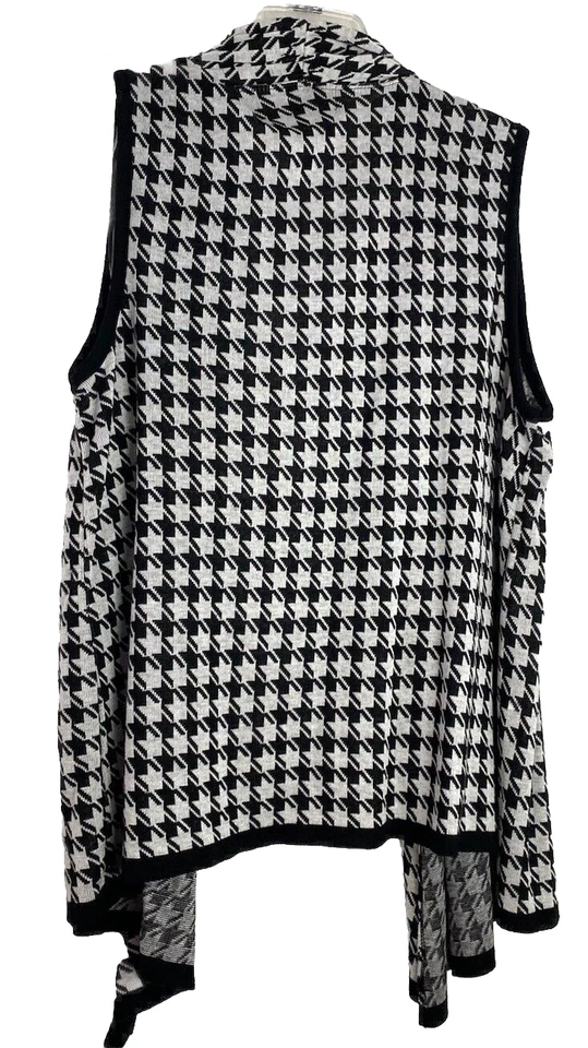 Suéter cárdigan abierto sin mangas Art and Soul para mujer negro blanco espiga XL Foto 2 de 4