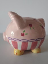 Pink and White Pig Ceramic Piggy Bank