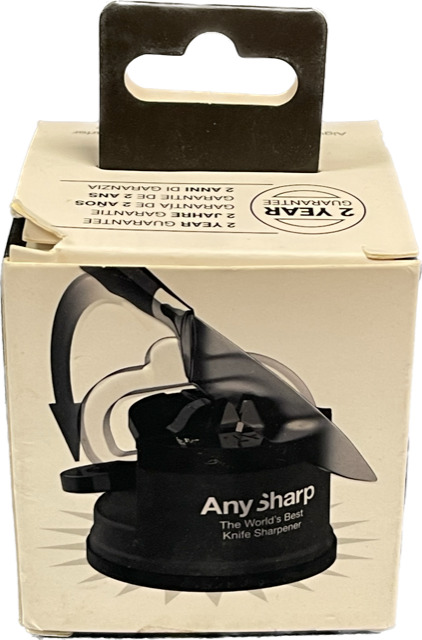Knife Sharpener with PowerGrip - For Knives and Serrated Blades -BLACK