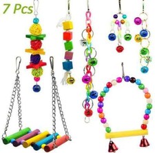 12Pcs Parrot Toys Birds Budgie Cage Toys Hammock Swing Hanging Bell and Chewing