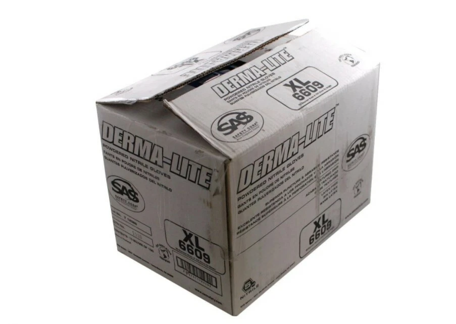 Guantes 1000 SAS DERMA-LITE 6608 5 mil de nitrilo ligeramente en polvo, azules, grandes Foto 2 de 3