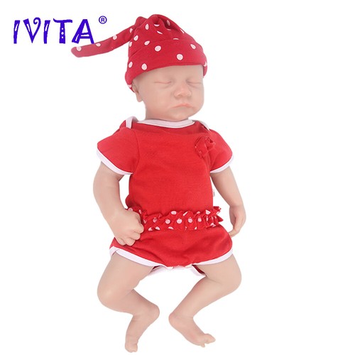IVITA 17'' Handgemachte Schlafende Babymädchen Lebensechte Silikon Rebornpuppe - Bild 3 von 11