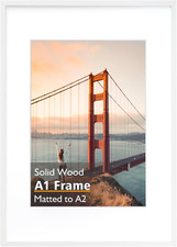 White Solid Wood A1 Picture Frame with Plexiglass - Wall Display, 1 Pack