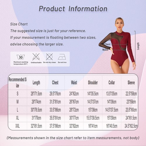 Womens Leotard Dance Bodysuit Acrobatics Dancewear Rhinestone Performance Mesh - Picture 25 of 61