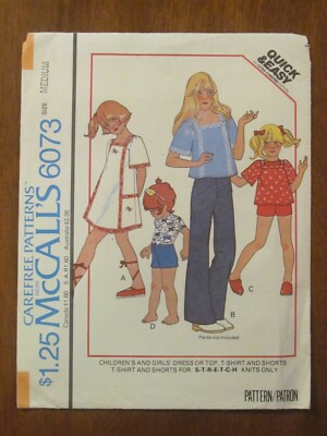 McCALL'S PATTERN - 6073 GIRL'S SQUARE NECK DRESS TOP SHORTS SWING 8-10 ...