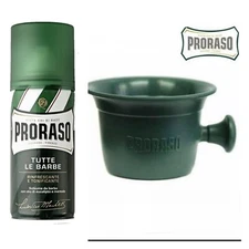 PRORASO Green Professional Shaving Mug Bowl & Foam 100 ml Travel Set Gift Italy