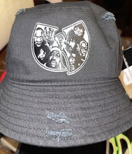 Shaolin Wu Clan Band Hip Hop Patch Black Distressed Bucket Hat Size M/L