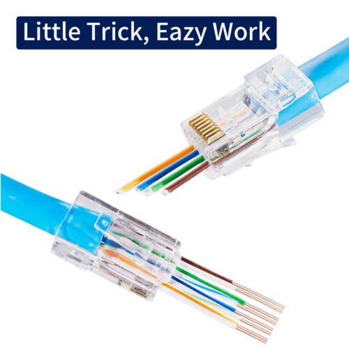 100 piezas RJ45 Enchufe modular de paso conector de red extremo 8P8C CAT6 CAT5 - Imagen 10 de 12