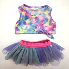 Build A Bear Tie Dye Shirt Pastel Tulle Tutu Rainbow Skirt Teddy Clothes Outfit