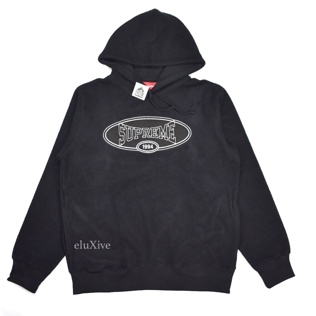 NWT Supreme Men's Black Reverse Fleece Logo Embroidered NWT Supreme Men's Black Reverse Fleece Logo Embroidered