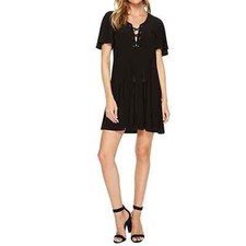 NWT SHOW ME YOUR MUMU Matilda Mini Dress Black Lace Up Size Medium