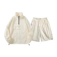 Men Summer Outfit 2-Piece Set Short Sleeve T-Shirt and Shorts Sun Protection Set