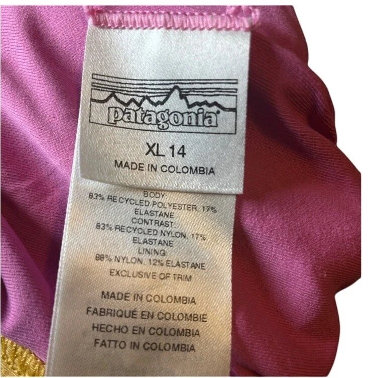 PATAGONIA Niñas Rosa Azul Una Pieza Floral TRAJE DE BAÑO RASHGUARD TALLA XL 14 Foto 3 de 3