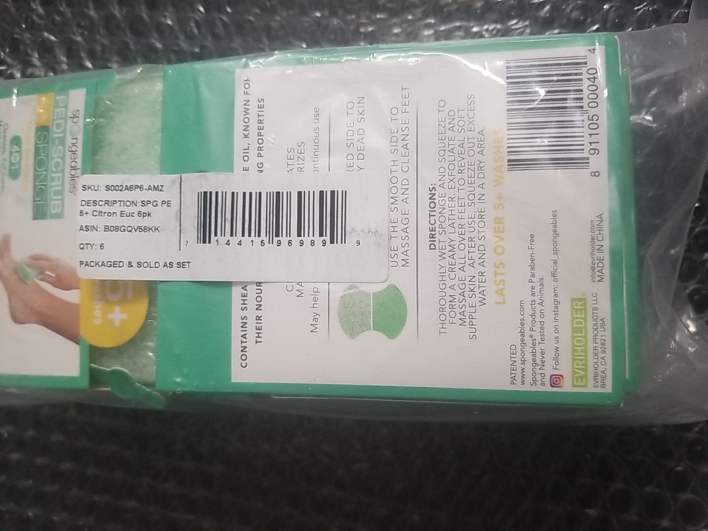 6ct Spongeables Foot Calluses Exfoliating Sponge w/ Shea Butter & Tea Tree Oil