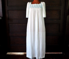 VTG 60s JC Penney Blue Floral Flutter Sleeve Chemise Gown ILGWU Lingerie Sz M