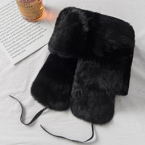 Winter Outdoor Real Rabbit Fur Bomber Hat MenRabbit Fur Caps Genuine Fur Cap - Bild 5 von 26