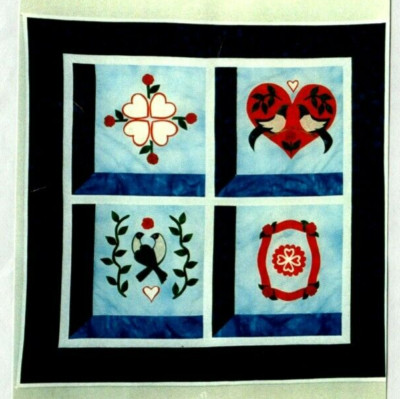 To Have And To Hold 2 Wall Quilt Pattern Folksy Primitive Love Blocks Birds