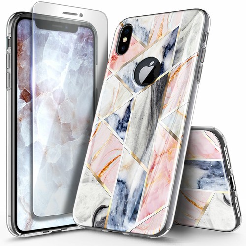 Funda de mármol para iPhone X XR XS Max, cubierta suave ultra delgada con vidrio templado - Imagen 15 de 24