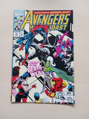 Marvel Comics AVENGERS WEST COAST #85 with Spider-Man (1992) NM/VF+ Free UK P&P  - Foto 1 di 9