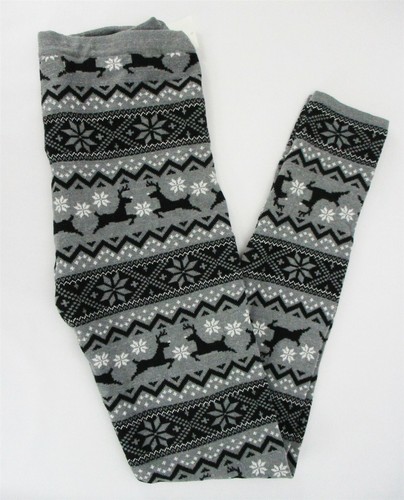 Brutto Maglione Leggings Natale Neve Fair Isle Cervo Grigio/Nero Donna /  Junior | eBay