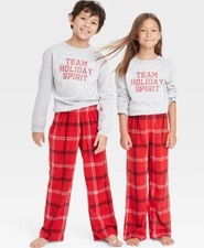 NWT Target Kids Holiday Christmas Red Plaid Fleece Pajama Sleep Pants Size 6/7